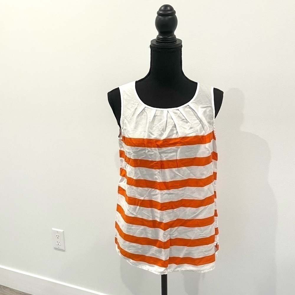 Talbot Sleeveless Orange & White Sleeveless Top
